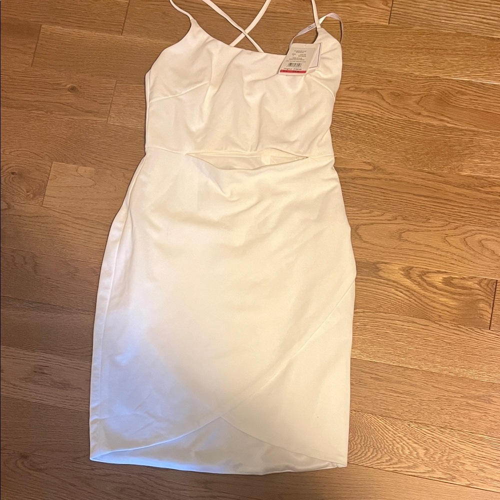 White Strappy Mini Dress with Crossback Detail